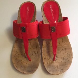 BCBGeneration Red Wedge Heel Sandal